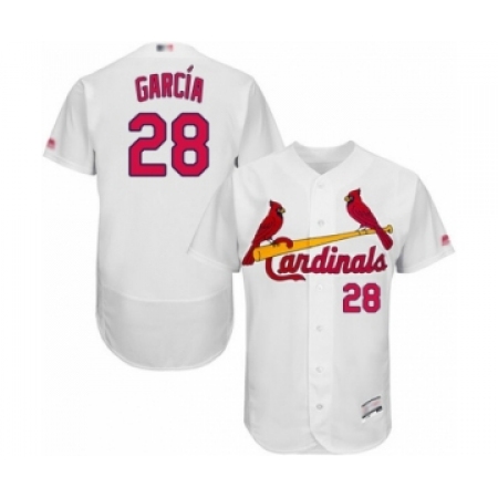 Men's St. Louis Cardinals #28 Adolis Garcia White Home Flex Base Authentic Collection Baseball Player Jersey