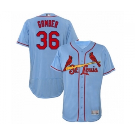 Men's St. Louis Cardinals #36 Austin Gomber Light Blue Alternate Flex Base Authentic Collection Baseball Player Jersey