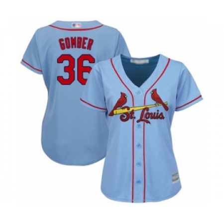 Women's St. Louis Cardinals #36 Austin Gomber Authentic Light Blue Alternate Cool Base Baseball Player Jersey