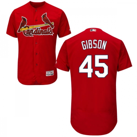 Men's Majestic St. Louis Cardinals #45 Bob Gibson Red Alternate Flex Base Authentic Collection MLB Jersey