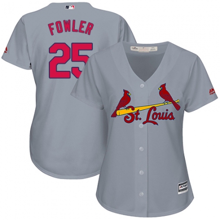 Women's Majestic St. Louis Cardinals #25 Dexter Fowler Replica Grey Road Cool Base MLB Jersey