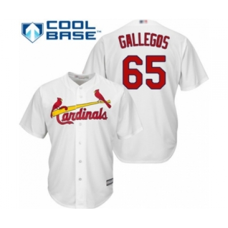 Youth St. Louis Cardinals #65 Giovanny Gallegos Authentic White Home Cool Base Baseball Player Jersey