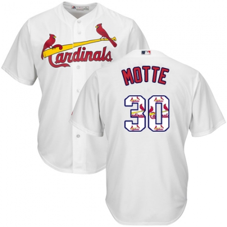 Men's Majestic St. Louis Cardinals #30 Jason Motte Authentic White Team Logo Fashion Cool Base MLB Jersey