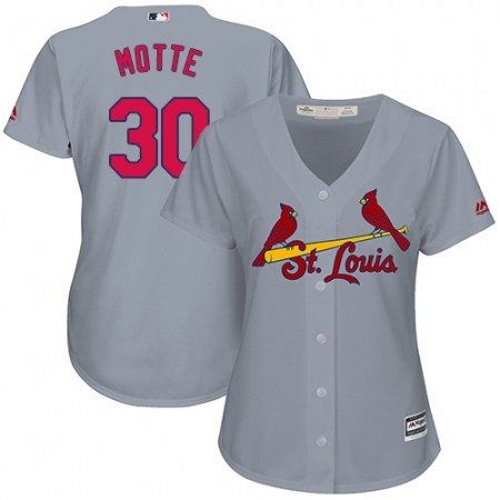 Women's Majestic St. Louis Cardinals #30 Jason Motte Authentic Grey Road Cool Base MLB Jersey
