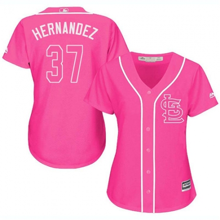 Women's Majestic St. Louis Cardinals #37 Keith Hernandez Authentic Pink Fashion Cool Base MLB Jersey