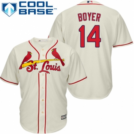 Men's Majestic St. Louis Cardinals #14 Ken Boyer Replica Cream Alternate Cool Base MLB Jersey