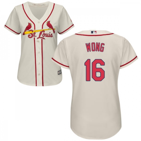 Women's Majestic St. Louis Cardinals #16 Kolten Wong Replica Cream Alternate Cool Base MLB Jersey