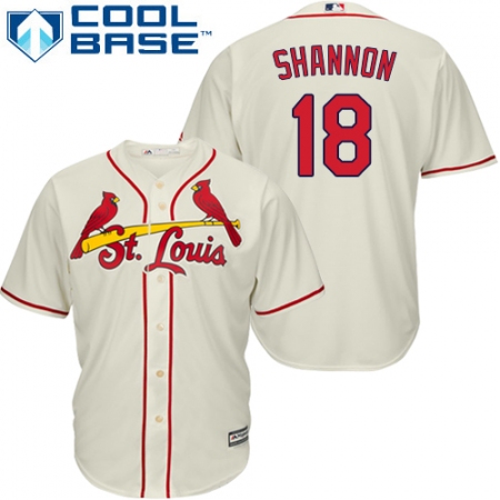 Youth Majestic St. Louis Cardinals #18 Mike Shannon Replica Cream Alternate Cool Base MLB Jersey