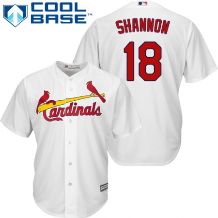 Youth Majestic St. Louis Cardinals #18 Mike Shannon Replica White Home Cool Base MLB Jersey