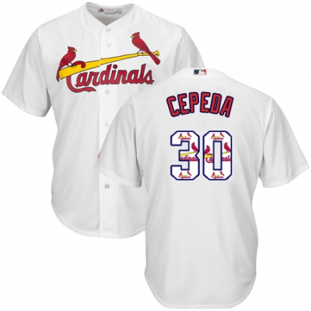 Men's Majestic St. Louis Cardinals #30 Orlando Cepeda Authentic White Team Logo Fashion Cool Base MLB Jersey