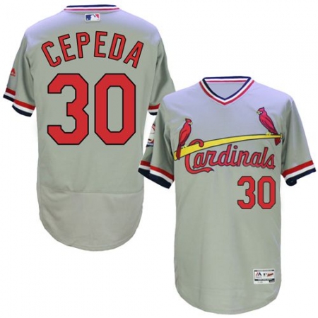 Men's Majestic St. Louis Cardinals #30 Orlando Cepeda Grey Flexbase Authentic Collection Cooperstown MLB Jersey