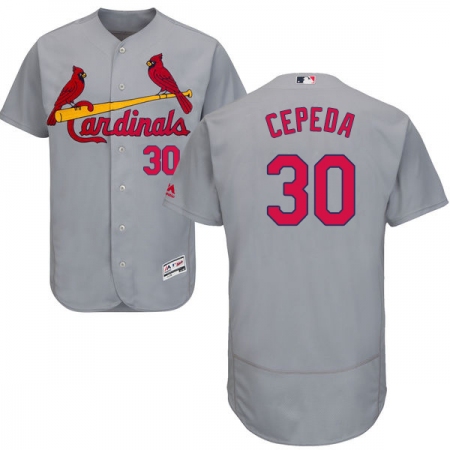 Men's Majestic St. Louis Cardinals #30 Orlando Cepeda Grey Road Flex Base Authentic Collection MLB Jersey