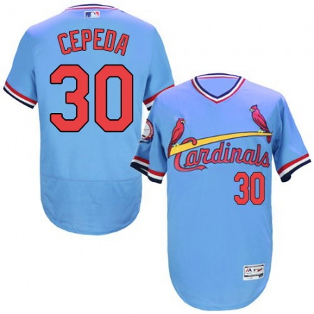Men's Majestic St. Louis Cardinals #30 Orlando Cepeda Light Blue Flexbase Authentic Collection Cooperstown MLB Jersey