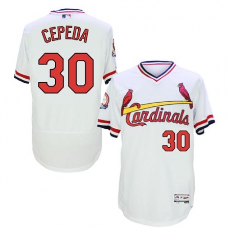 Men's Majestic St. Louis Cardinals #30 Orlando Cepeda White Flexbase Authentic Collection Cooperstown MLB Jersey