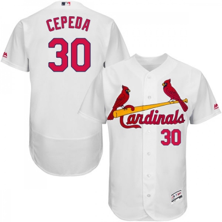 Men's Majestic St. Louis Cardinals #30 Orlando Cepeda White Home Flex Base Authentic Collection MLB Jersey