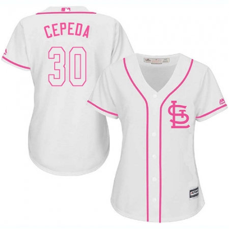 Women's Majestic St. Louis Cardinals #30 Orlando Cepeda Replica White Fashion Cool Base MLB Jersey