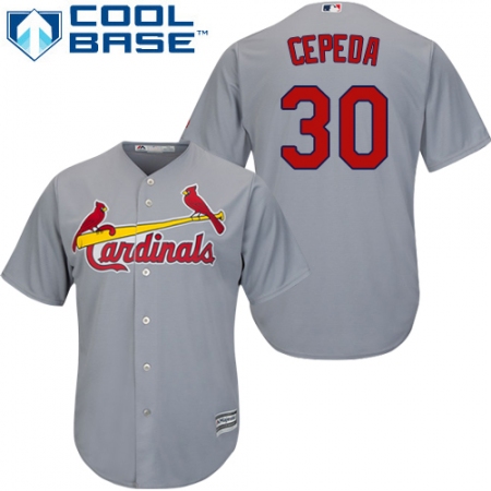 Youth Majestic St. Louis Cardinals #30 Orlando Cepeda Authentic Grey Road Cool Base MLB Jersey