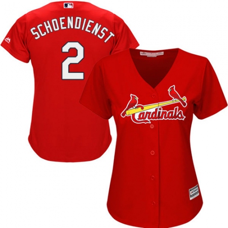 Women's Majestic St. Louis Cardinals #2 Red Schoendienst Replica Red Alternate Cool Base MLB Jersey
