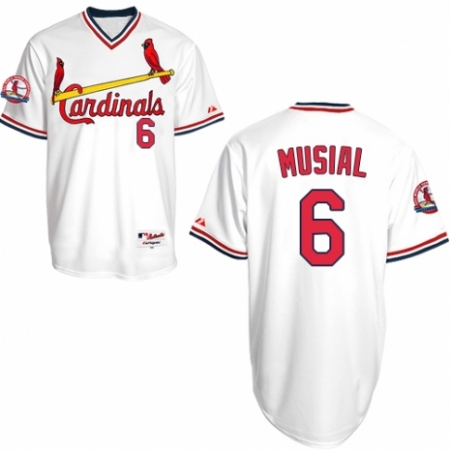 Men's Majestic St. Louis Cardinals #6 Stan Musial Replica White 1982 Turn Back The Clock MLB Jersey
