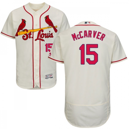Men's Majestic St. Louis Cardinals #15 Tim McCarver Cream Alternate Flex Base Authentic Collection MLB Jersey