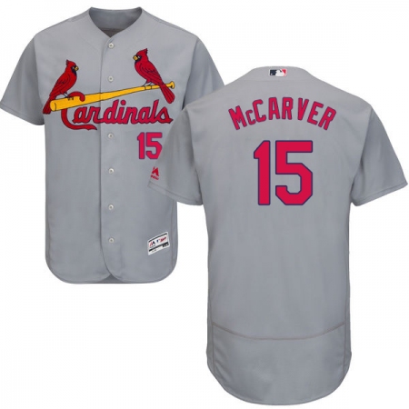 Men's Majestic St. Louis Cardinals #15 Tim McCarver Grey Road Flex Base Authentic Collection MLB Jersey