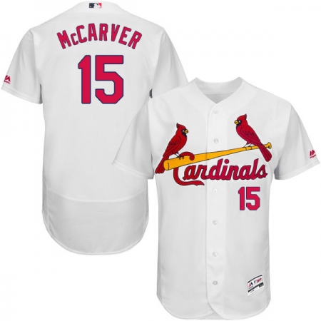 Men's Majestic St. Louis Cardinals #15 Tim McCarver White Home Flex Base Authentic Collection MLB Jersey