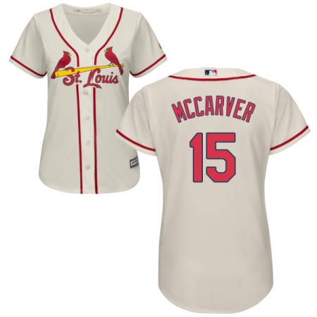 Women's Majestic St. Louis Cardinals #15 Tim McCarver Replica Cream Alternate Cool Base MLB Jersey