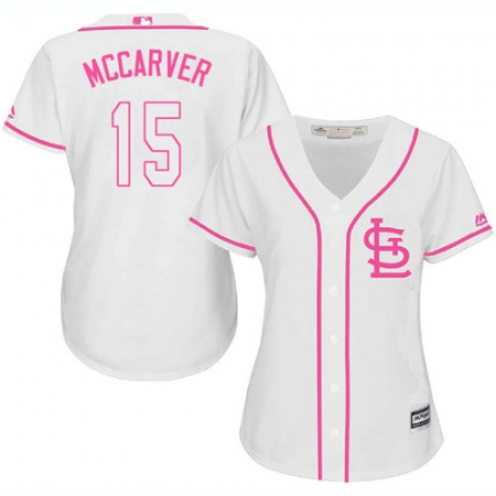 Women's Majestic St. Louis Cardinals #15 Tim McCarver Replica White Fashion Cool Base MLB Jersey