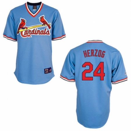 Men's Majestic St. Louis Cardinals #24 Whitey Herzog Replica Blue Cooperstown Throwback MLB Jersey