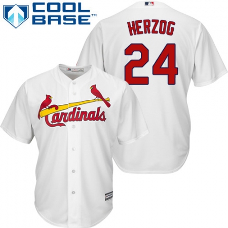Men's Majestic St. Louis Cardinals #24 Whitey Herzog Replica White Home Cool Base MLB Jersey