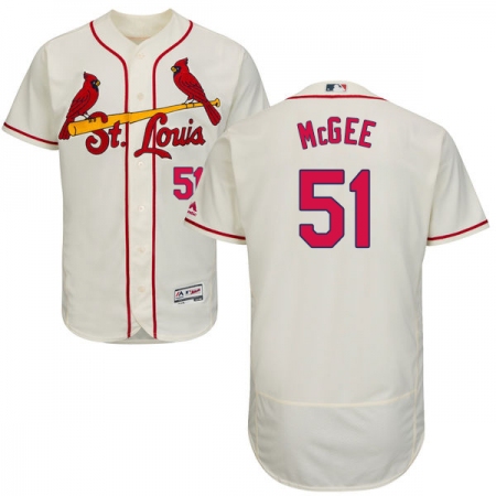 Men's Majestic St. Louis Cardinals #51 Willie McGee Cream Alternate Flex Base Authentic Collection MLB Jersey