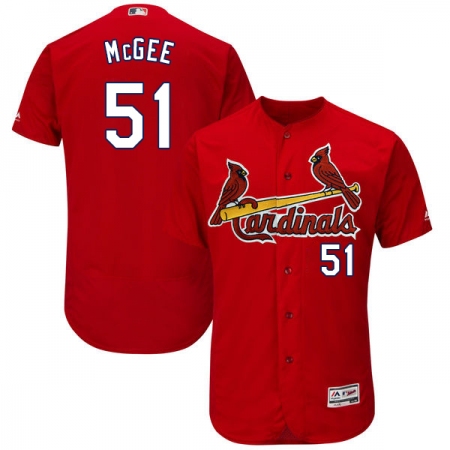 Men's Majestic St. Louis Cardinals #51 Willie McGee Red Alternate Flex Base Authentic Collection MLB Jersey
