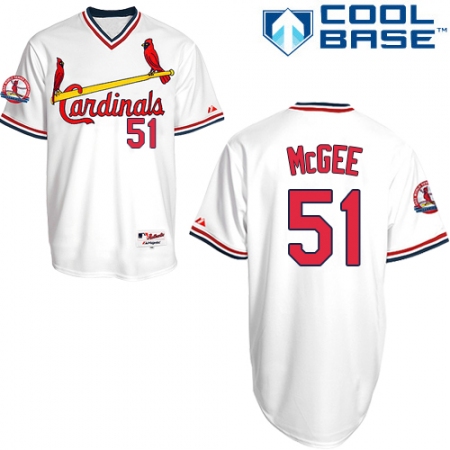 Men's Majestic St. Louis Cardinals #51 Willie McGee Replica White 1982 Turn Back The Clock MLB Jersey