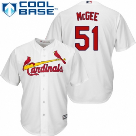 Men's Majestic St. Louis Cardinals #51 Willie McGee Replica White Home Cool Base MLB Jersey