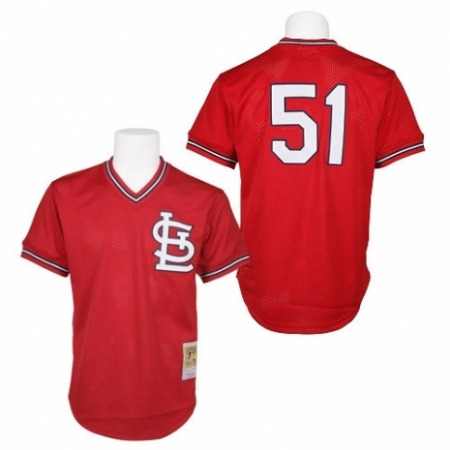 Men's Mitchell and Ness 1985 St. Louis Cardinals #51 Willie McGee Replica Red Throwback MLB Jersey