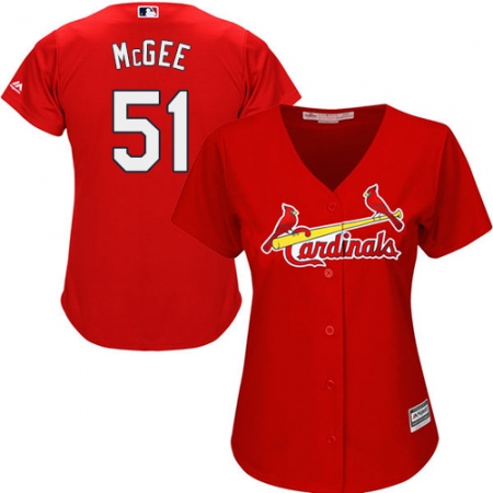 Women's Majestic St. Louis Cardinals #51 Willie McGee Replica Red Alternate Cool Base MLB Jersey